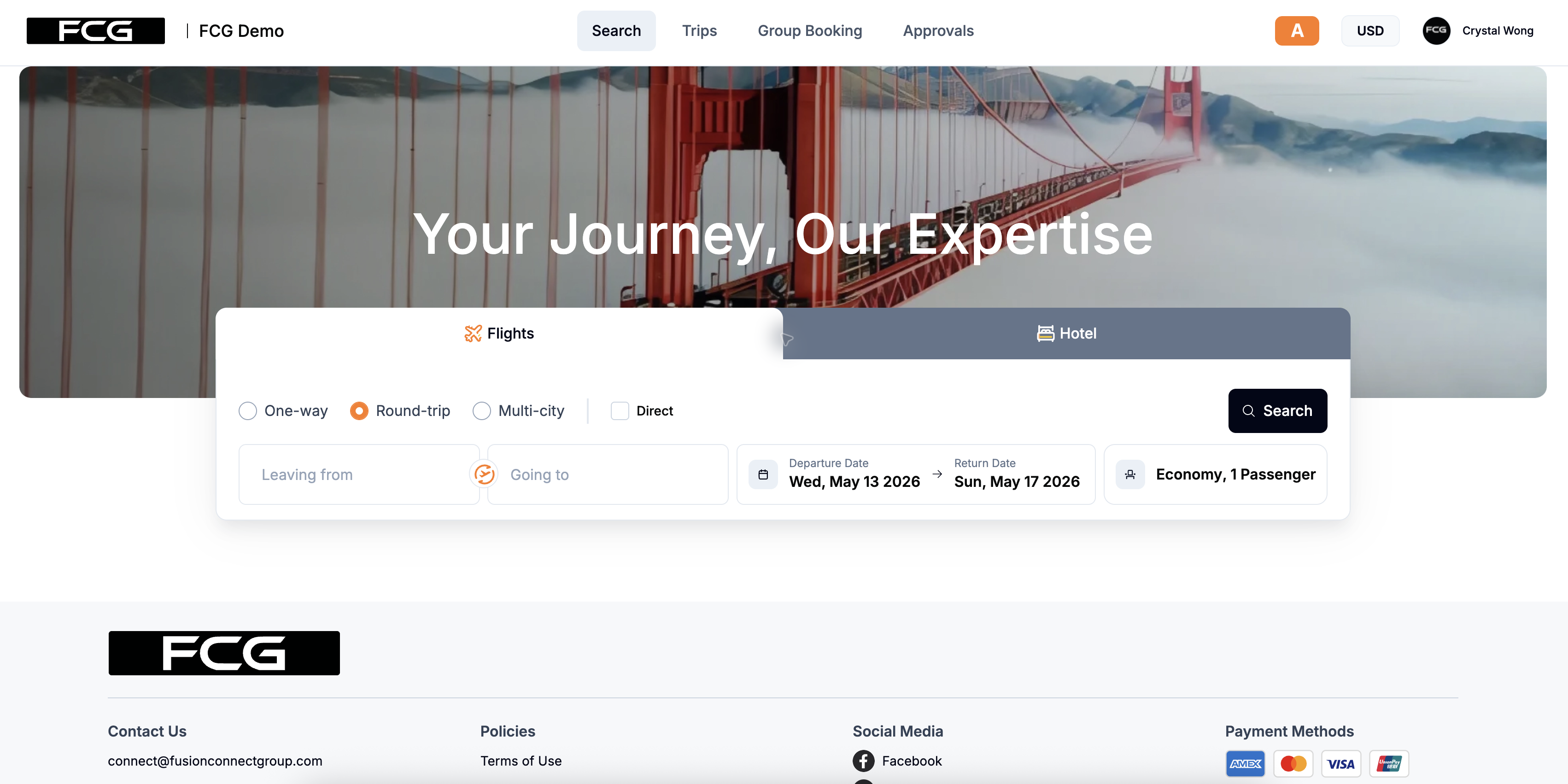 Corporate Booking Tool dashboard preview
